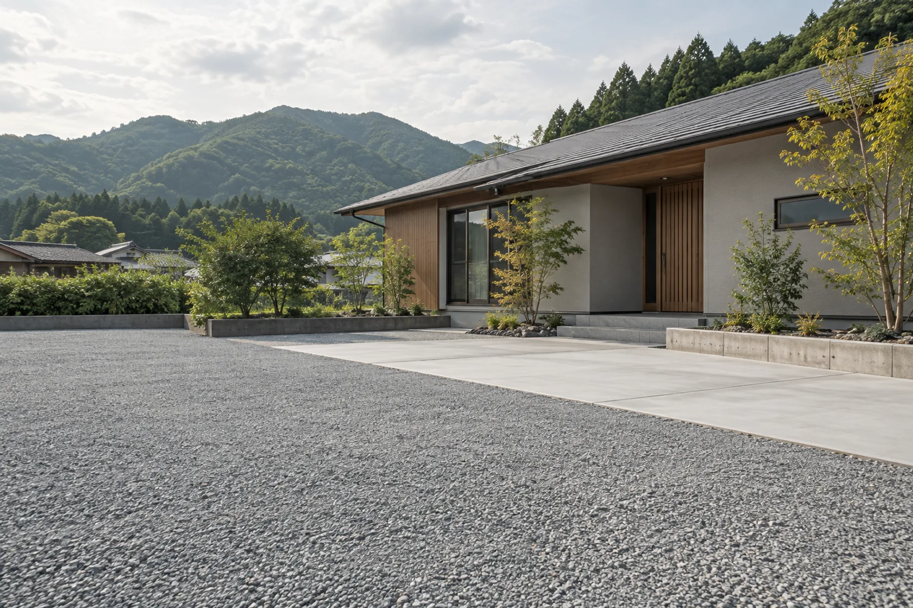 管理しやすい住宅外まわりのAI生成イメージ。実際の施工写真ではありません。